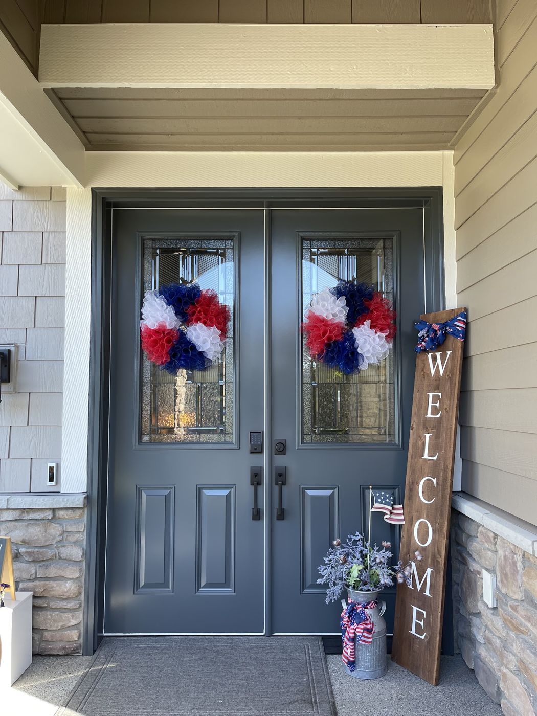 Charcoal painted double front door